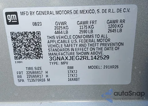 2024 Chevrolet Equinox Fwd 2Fl from USA, damaged, VIN 3GNAXJEG2RL142529